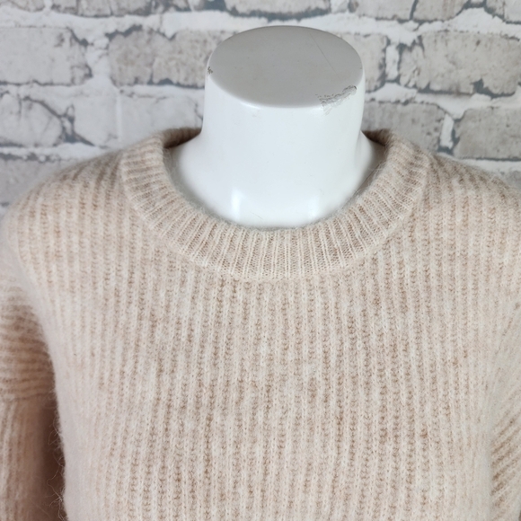 Wichery Fluffy Crew Neck Knit Pullover Sweater Alpaca Wool Oat Size XL - Picture 3 of 12